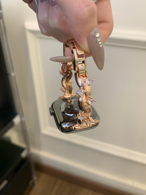 Brățară pentru Apple Watch – cupru + zirconiu, închidere Snap, stil la modă