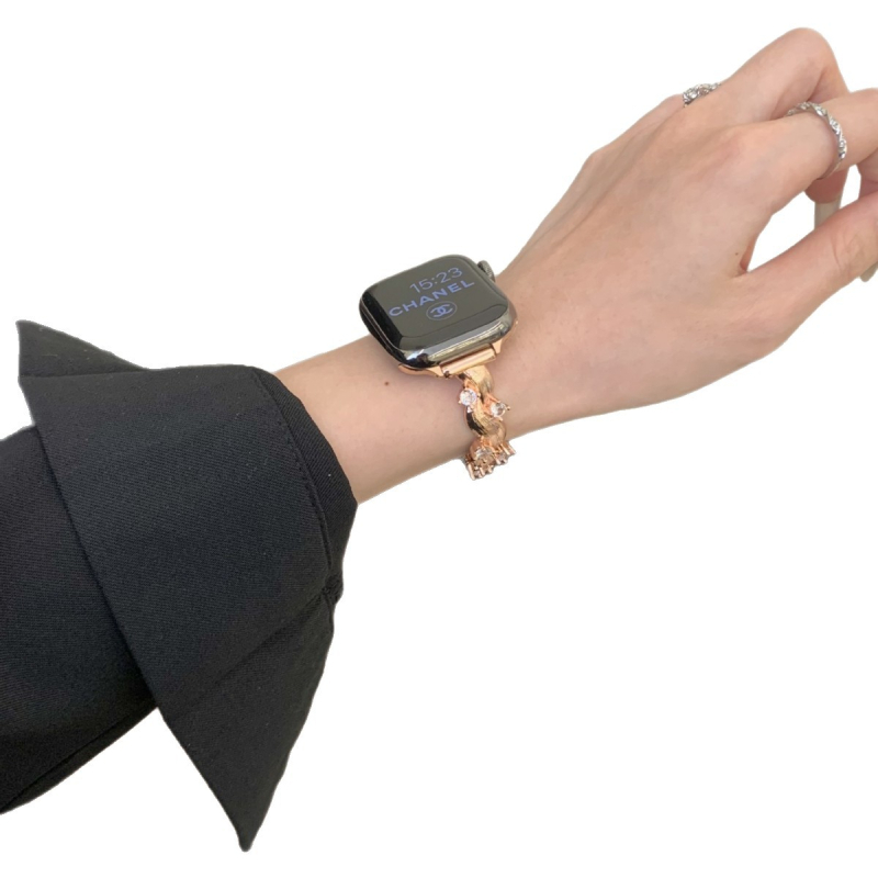 Brățară pentru Apple Watch – cupru + zirconiu, închidere Snap, stil la modă