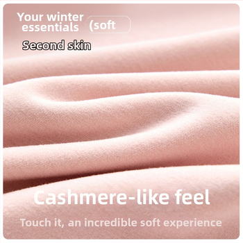 Set termic pentru femei, fibră acrilică, fără cusături, căptușit cu catifea, top și pantaloni, guler rotund, 201–250 g/m², toamnă-iarnă