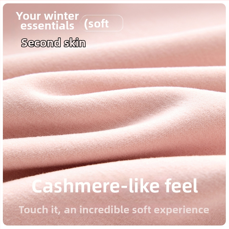 Set termic pentru femei, fibră acrilică, fără cusături, căptușit cu catifea, top și pantaloni, guler rotund, 201–250 g/m², toamnă-iarnă