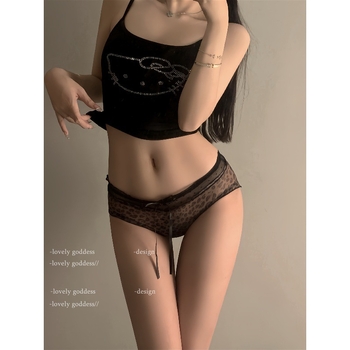 Leopardi mustriga nailonist aluspüksid, 80–90% nailon, madal vöökoht, 100% puuvillane vooder