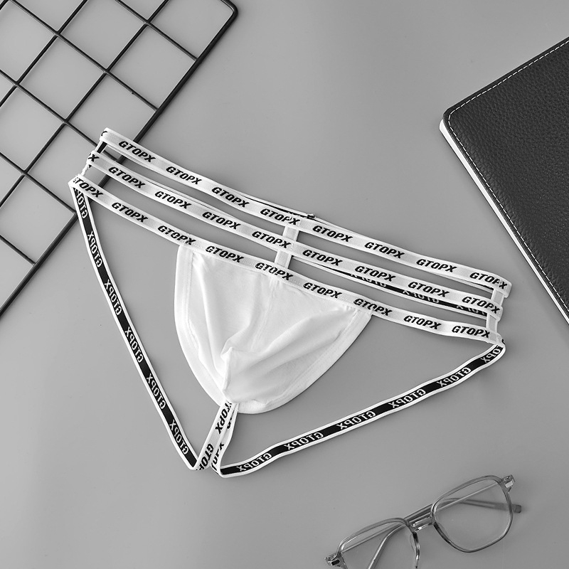 Thong masculin cu bretele decupate, talie joasă, viscose respirabilă, țesătură plată, căptușeală din viscose