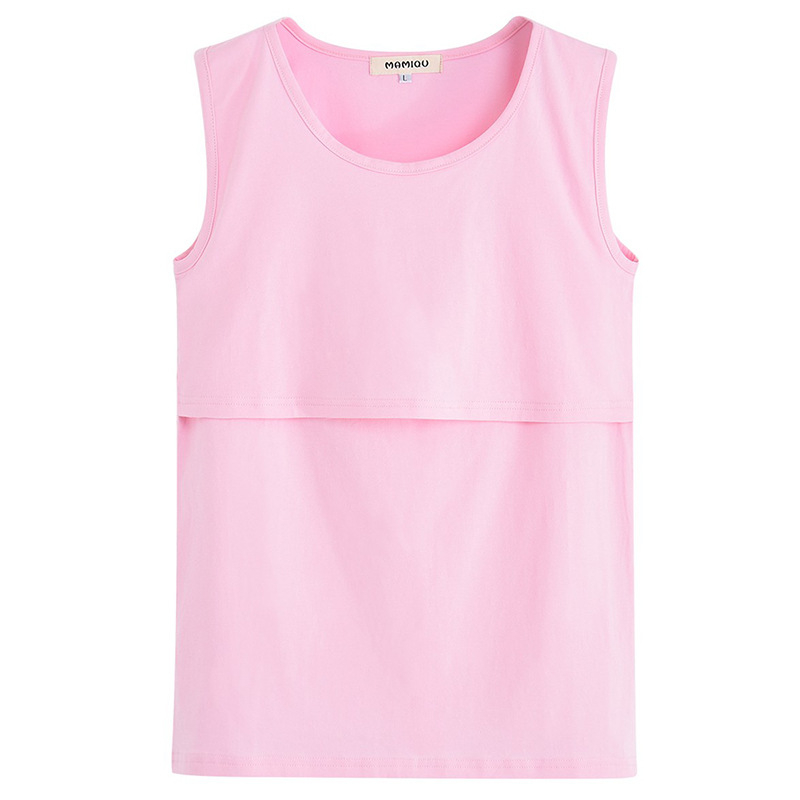 Μητρικός καμιζόλ θηλασμού με φλίςεπένδυση, βαμβακο-ελαστάν συνδυασμός, χωρίς μανίκια, στρογγυλό λαιμό, μεσαίου μήκους, πρόσβαση για θηλασμό