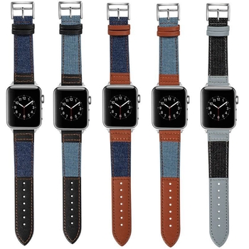 Remen Apple Watch od kože s denim prešivanjem i prozračnim platnom, 22 mm, kompatibilan sa Series 8/SE