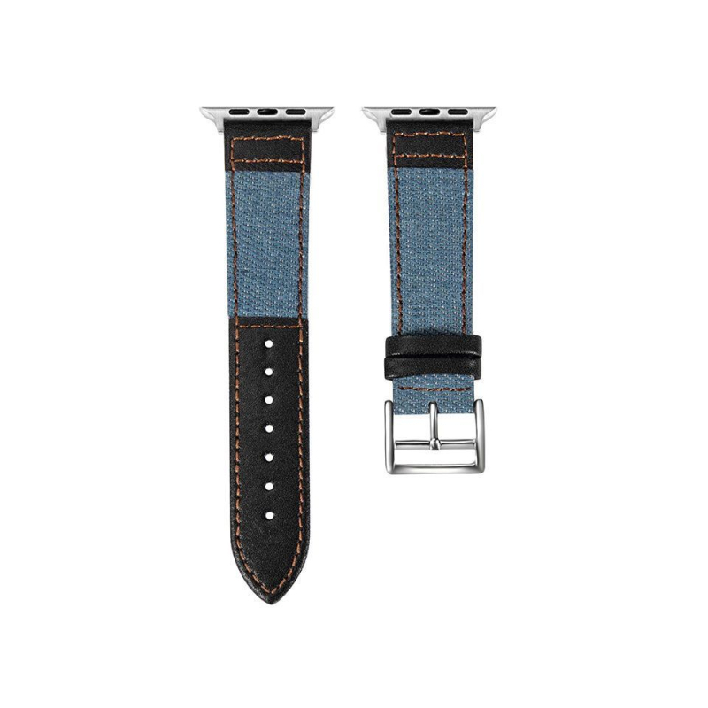 Remen Apple Watch od kože s denim prešivanjem i prozračnim platnom, 22 mm, kompatibilan sa Series 8/SE