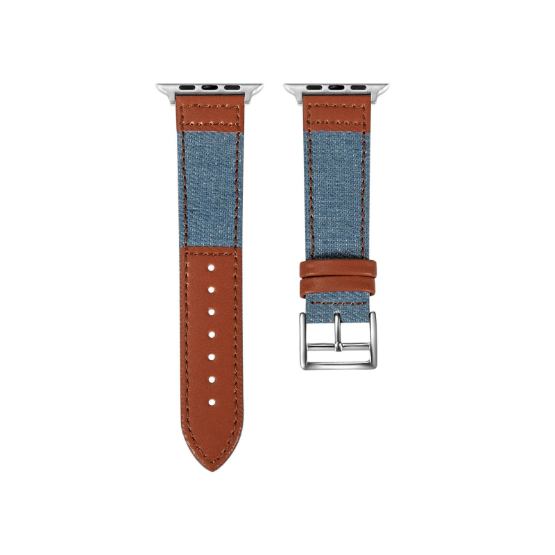Remen Apple Watch od kože s denim prešivanjem i prozračnim platnom, 22 mm, kompatibilan sa Series 8/SE