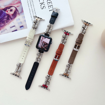 Remienok z pravej kože pre Apple Watch, 22 mm, kompatibilný so Series 8 a SE, štýlový dizajn