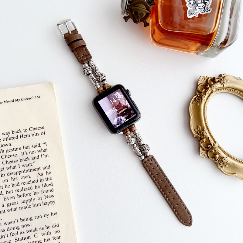 Remienok z pravej kože pre Apple Watch, 22 mm, kompatibilný so Series 8 a SE, štýlový dizajn