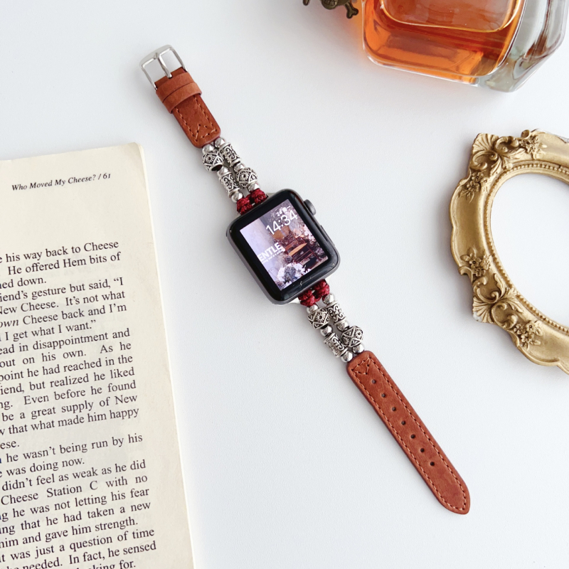 Remienok z pravej kože pre Apple Watch, 22 mm, kompatibilný so Series 8 a SE, štýlový dizajn