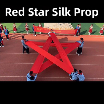 Реквизит за откриване на училищен спортен фестивал: коприна лента с петолъчена звезда (Марка: Други; Категория: Спот стоки; Година/Сезон: Лято 2021; Материал: лента, коприна)