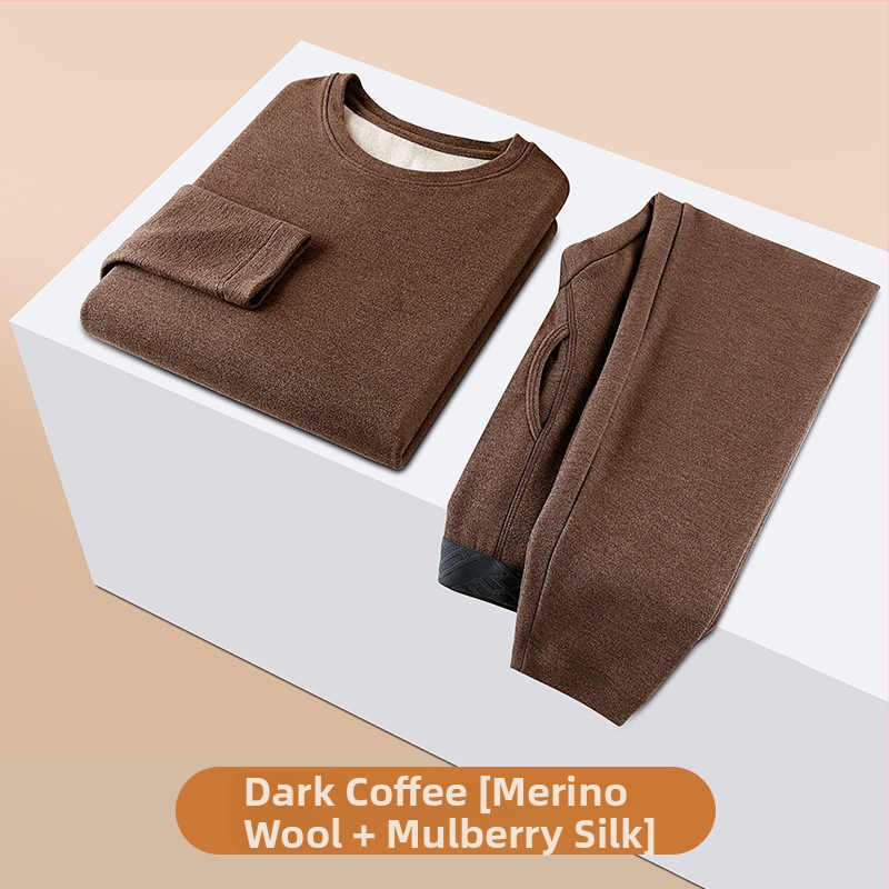 Pánske termálne spodné prádlo z vlny, dvojvrstvový, extra hrubý, podšívka z akrylu, udržiava teplo na jeseň a zimu