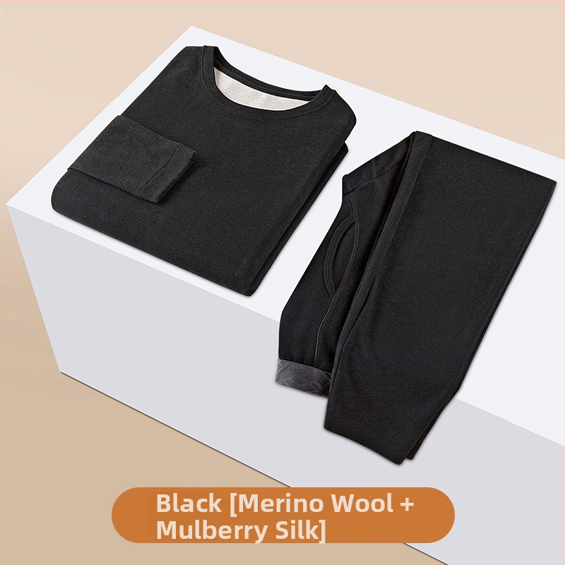 Pánske termálne spodné prádlo z vlny, dvojvrstvový, extra hrubý, podšívka z akrylu, udržiava teplo na jeseň a zimu