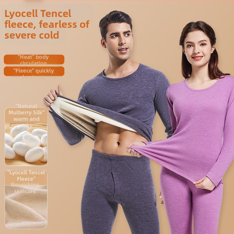 Férfi termoszett, poliészter anyag, velúr bélés, seamless, két darabos, 251–300 g/m², hosszú ujjú, kerek nyakú, alaprétegként viselhető