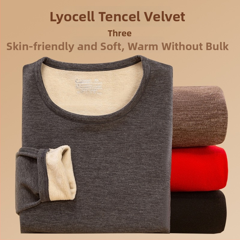 Férfi termoszett, poliészter anyag, velúr bélés, seamless, két darabos, 251–300 g/m², hosszú ujjú, kerek nyakú, alaprétegként viselhető