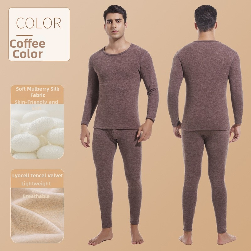 Férfi termoszett, poliészter anyag, velúr bélés, seamless, két darabos, 251–300 g/m², hosszú ujjú, kerek nyakú, alaprétegként viselhető