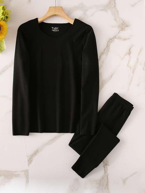 Unisex termalni set za muškarce i žene – topao, rastezljiv i upija vlagu; Derong vlakna, debeli 251–300 g/m², okrugli izrez, dugi rukavi, stil 0012, solidan uzorak
