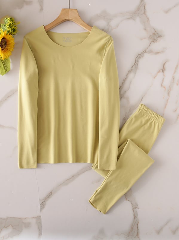 Unisex termalni set za muškarce i žene – topao, rastezljiv i upija vlagu; Derong vlakna, debeli 251–300 g/m², okrugli izrez, dugi rukavi, stil 0012, solidan uzorak