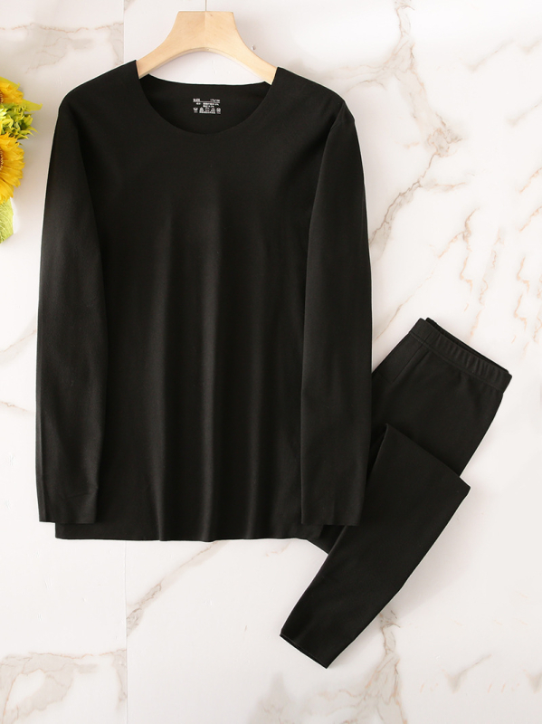 Unisex termalni set za muškarce i žene – topao, rastezljiv i upija vlagu; Derong vlakna, debeli 251–300 g/m², okrugli izrez, dugi rukavi, stil 0012, solidan uzorak