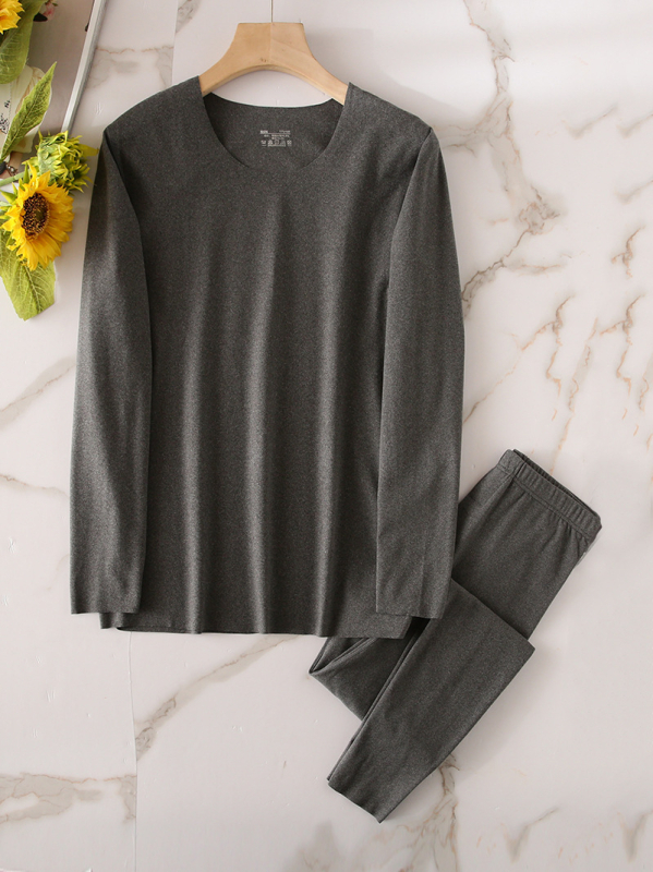 Unisex termalni set za muškarce i žene – topao, rastezljiv i upija vlagu; Derong vlakna, debeli 251–300 g/m², okrugli izrez, dugi rukavi, stil 0012, solidan uzorak
