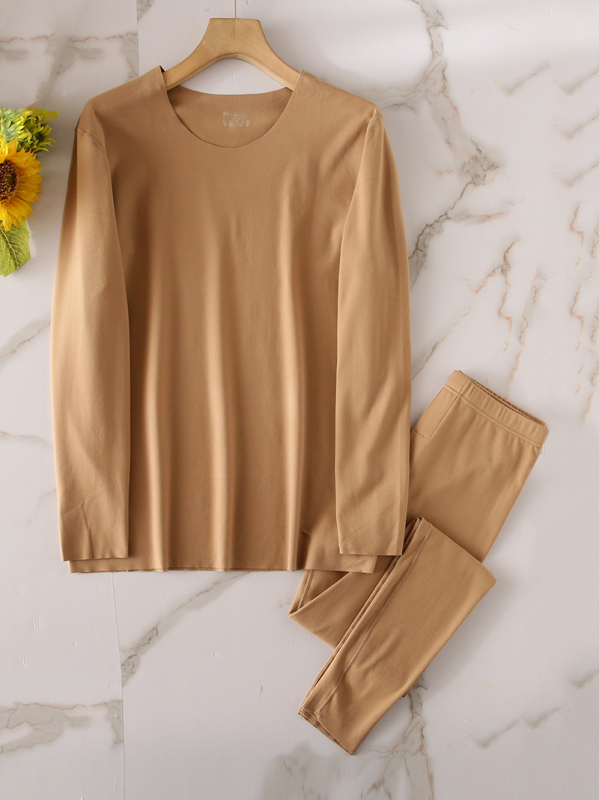 Unisex termalni set za muškarce i žene – topao, rastezljiv i upija vlagu; Derong vlakna, debeli 251–300 g/m², okrugli izrez, dugi rukavi, stil 0012, solidan uzorak