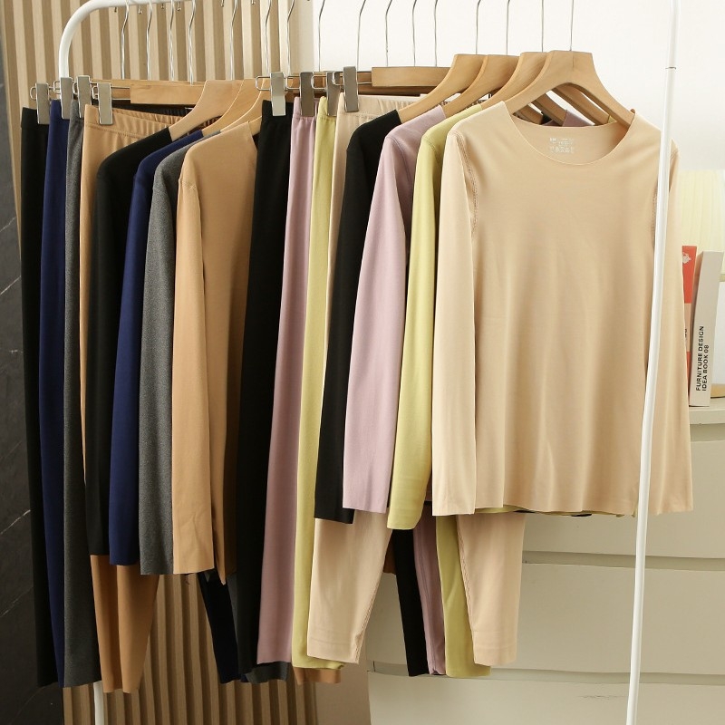Unisex termalni set za muškarce i žene – topao, rastezljiv i upija vlagu; Derong vlakna, debeli 251–300 g/m², okrugli izrez, dugi rukavi, stil 0012, solidan uzorak