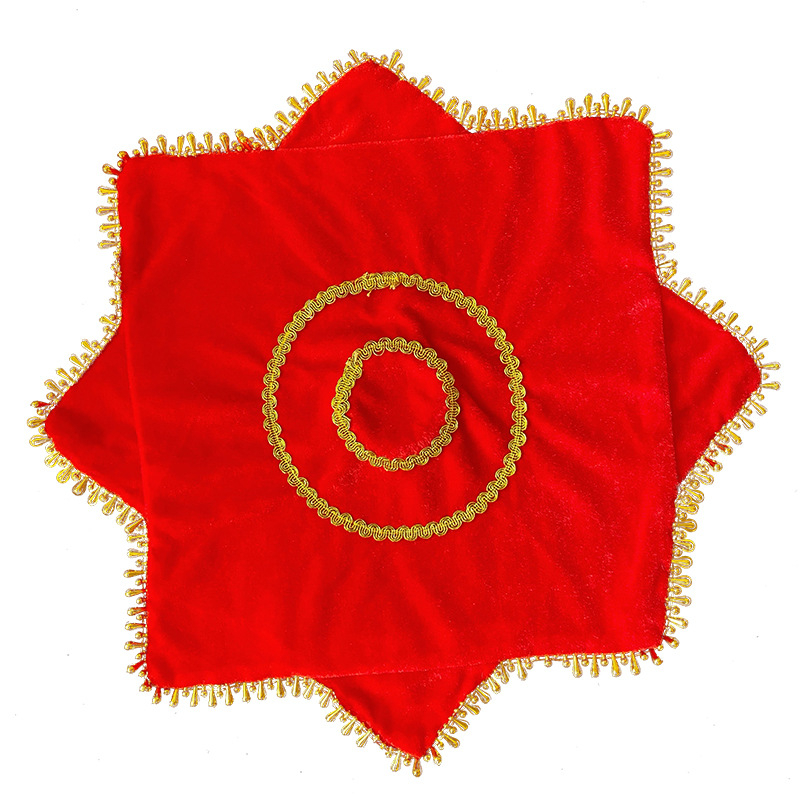 Batic din catifea cu floare, octagonal dublu-strat, pentru dansul popular nord-estic pe scenă (adulți)