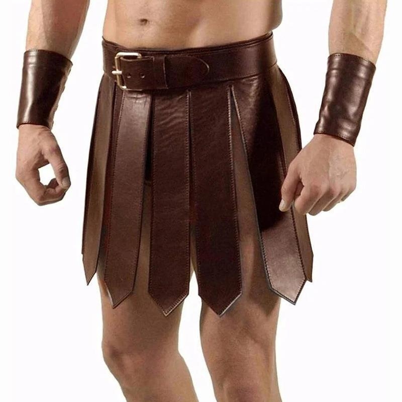 PU kožni cosplay kostim srednjovjekovnog Spartanog vojnika za odrasle, prilagodljiv kroj, jesen 2024 izdanje, Halloween tema