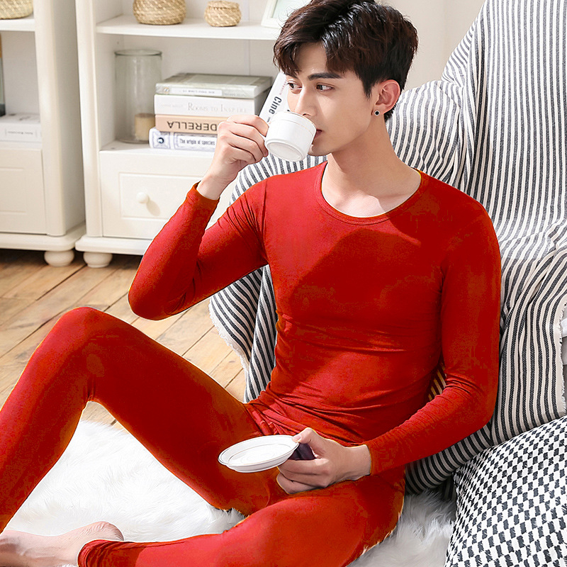 Muški set termo donjeg rublja od pamuka i Lycra – baza sloj, okrugli izrez, dugi rukavi, 180 g/m², 95% pamuk