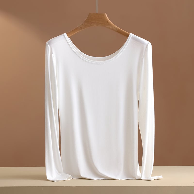 Ženska bazna majica od viskoze, dugi rukav, okrugli izrez, tanak materijal, oblikuje siluetu, može se nositi i kao vanjska odjeća