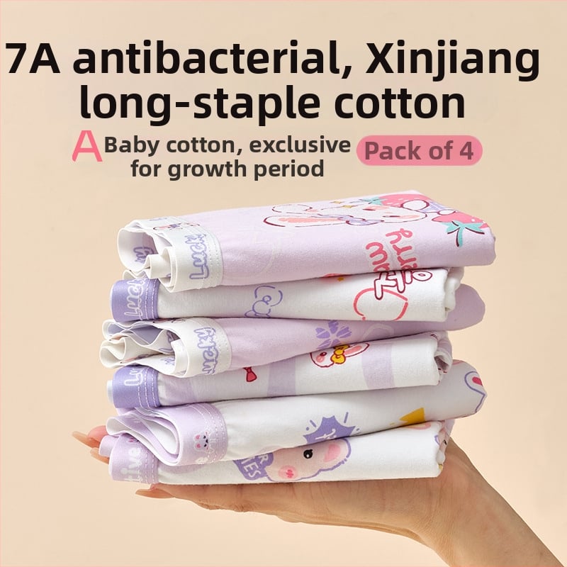 Tüdrukute puuvillased aluspüksid – 95% puuvill, turvalisus klass A, sobib 3–8-aastastele (100–140 cm), pakendatud kotis