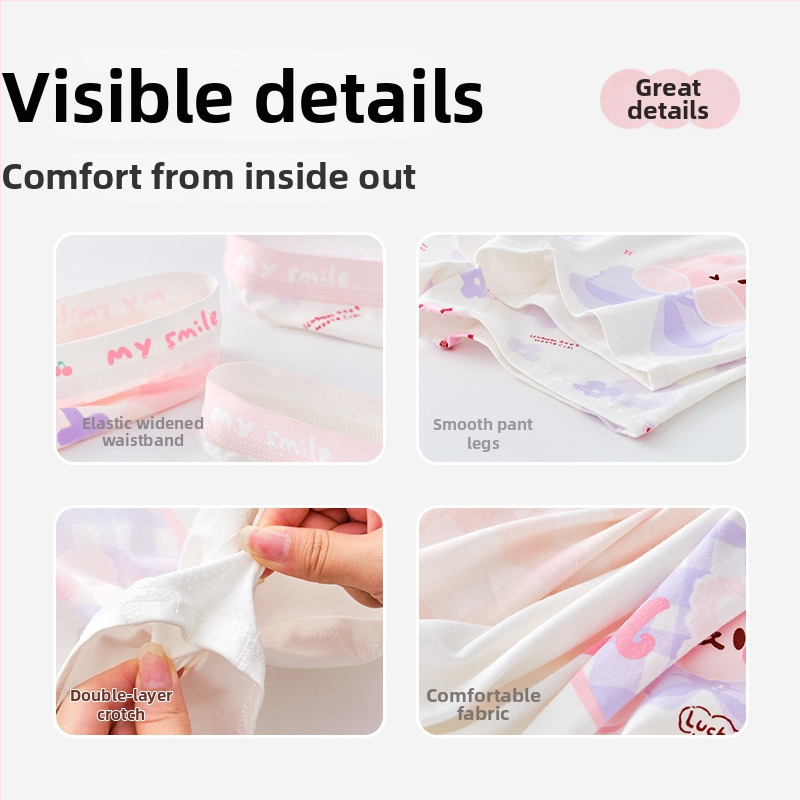 Tüdrukute puuvillased aluspüksid – 95% puuvill, turvalisus klass A, sobib 3–8-aastastele (100–140 cm), pakendatud kotis