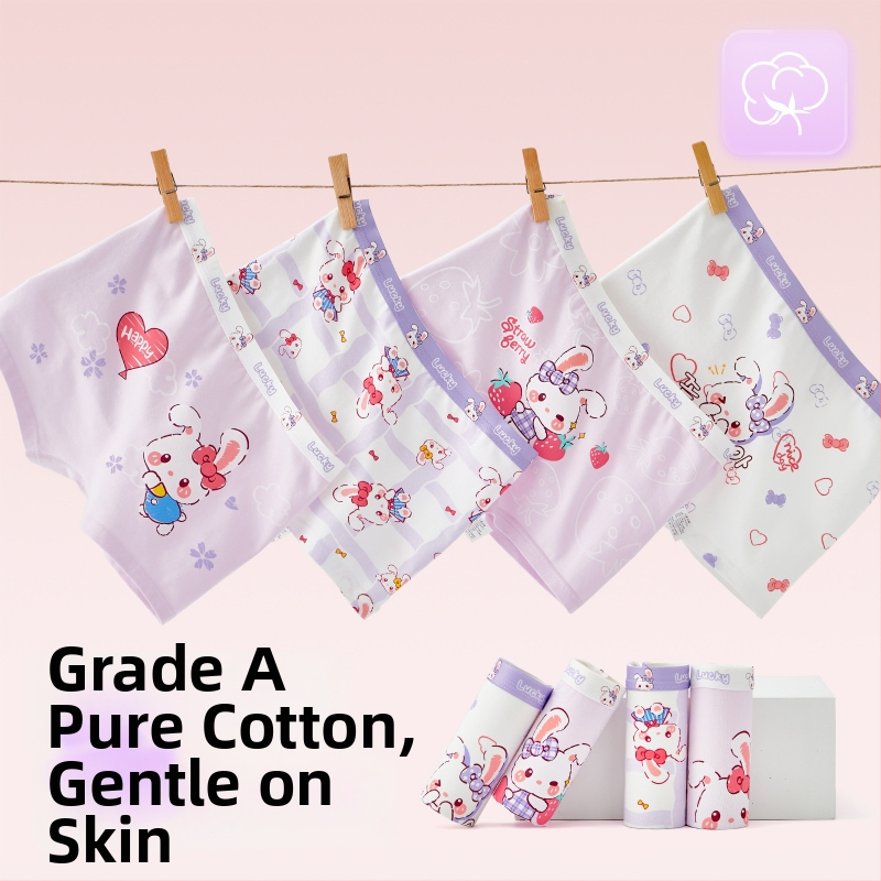 Tüdrukute puuvillased aluspüksid – 95% puuvill, turvalisus klass A, sobib 3–8-aastastele (100–140 cm), pakendatud kotis