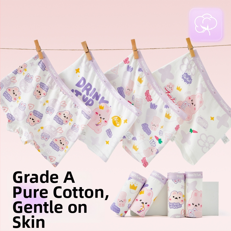 Tüdrukute puuvillased aluspüksid – 95% puuvill, turvalisus klass A, sobib 3–8-aastastele (100–140 cm), pakendatud kotis