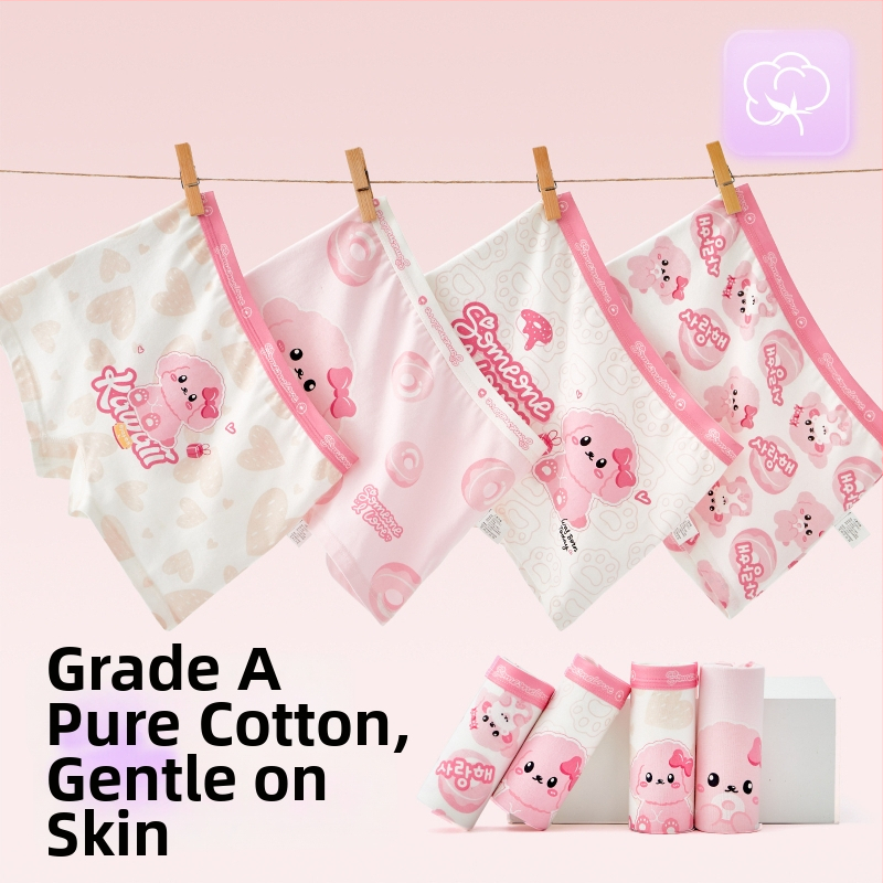 Tüdrukute puuvillased aluspüksid – 95% puuvill, turvalisus klass A, sobib 3–8-aastastele (100–140 cm), pakendatud kotis