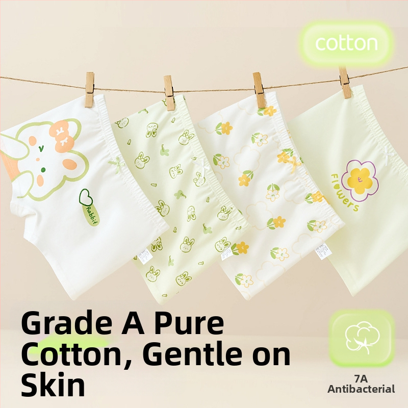 Tüdrukute puuvillased aluspüksid – 95% puuvill, turvalisus klass A, sobib 3–8-aastastele (100–140 cm), pakendatud kotis