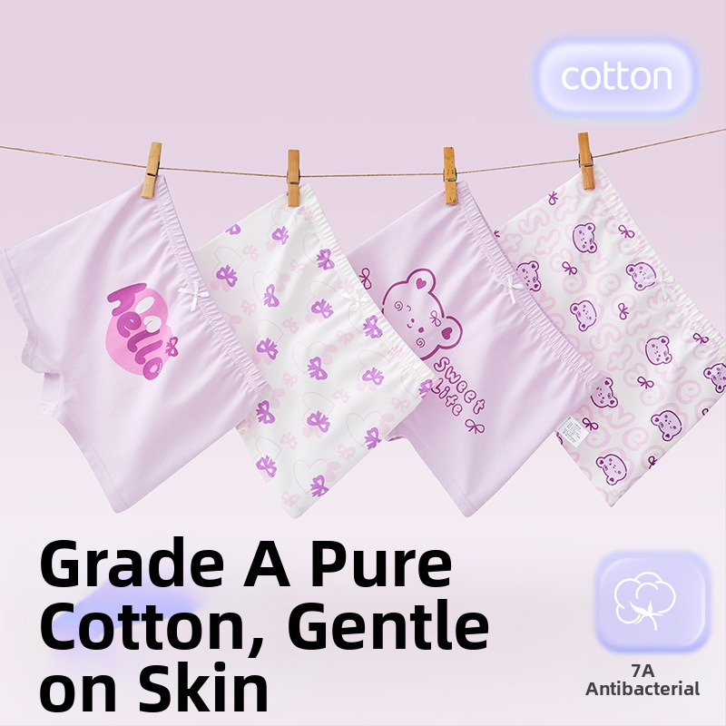 Tüdrukute puuvillased aluspüksid – 95% puuvill, turvalisus klass A, sobib 3–8-aastastele (100–140 cm), pakendatud kotis