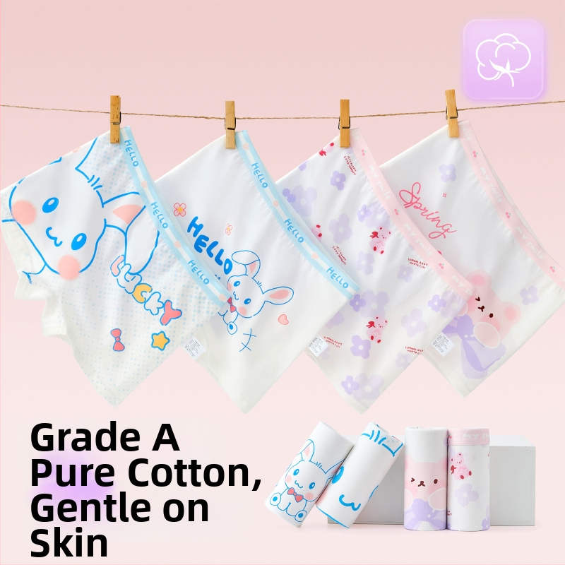 Tüdrukute puuvillased aluspüksid – 95% puuvill, turvalisus klass A, sobib 3–8-aastastele (100–140 cm), pakendatud kotis