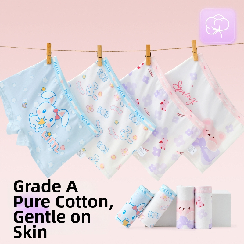 Tüdrukute puuvillased aluspüksid – 95% puuvill, turvalisus klass A, sobib 3–8-aastastele (100–140 cm), pakendatud kotis