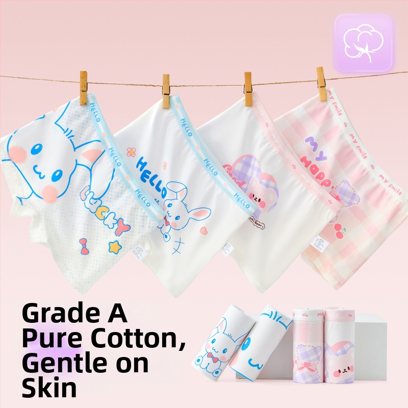 Tüdrukute puuvillased aluspüksid – 95% puuvill, turvalisus klass A, sobib 3–8-aastastele (100–140 cm), pakendatud kotis