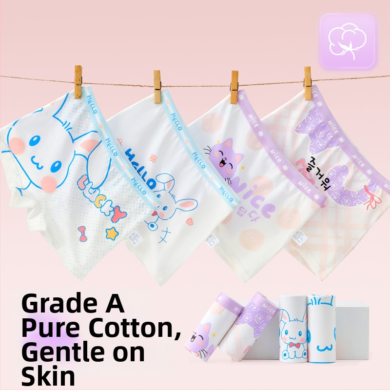 Tüdrukute puuvillased aluspüksid – 95% puuvill, turvalisus klass A, sobib 3–8-aastastele (100–140 cm), pakendatud kotis