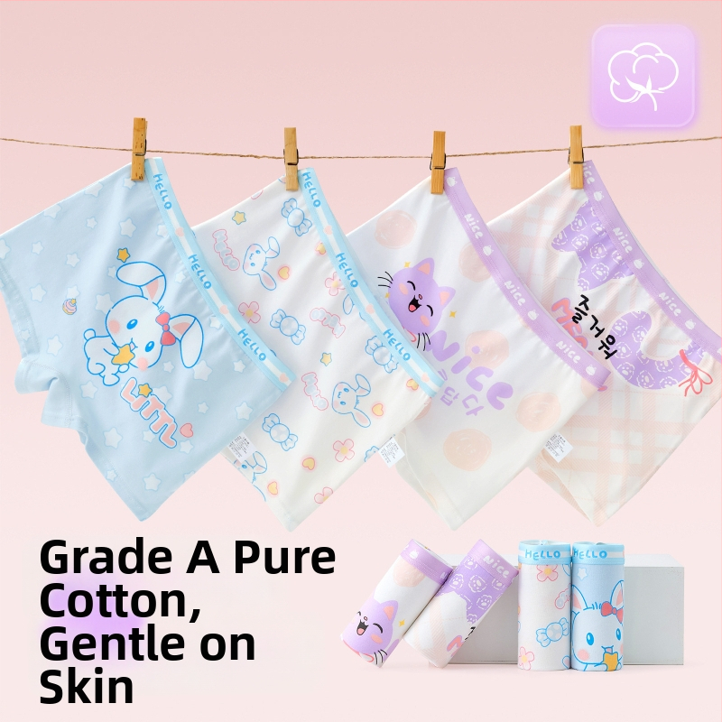 Tüdrukute puuvillased aluspüksid – 95% puuvill, turvalisus klass A, sobib 3–8-aastastele (100–140 cm), pakendatud kotis