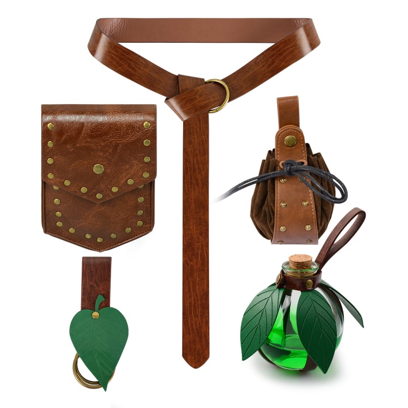 Novi europski srednjovjekovni petodijelni set: remenska torbica, novčanik, PU pojas, steampunk magijska boca, rekvizite za Halloween