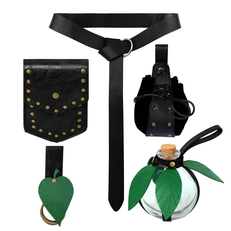 Novi europski srednjovjekovni petodijelni set: remenska torbica, novčanik, PU pojas, steampunk magijska boca, rekvizite za Halloween