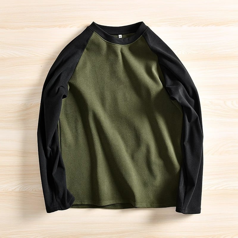 Raglan majica s dugim rukavima od dvostrukog velura Derong, dizajn kolaža, korejski stil pulover, slobodan kroj s okruglim izrezom