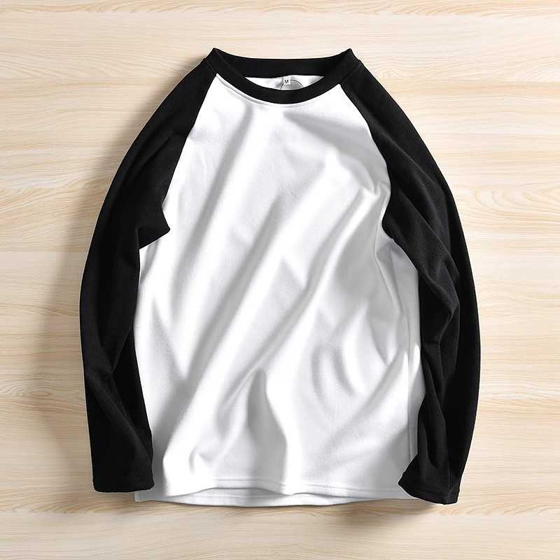Raglan majica s dugim rukavima od dvostrukog velura Derong, dizajn kolaža, korejski stil pulover, slobodan kroj s okruglim izrezom