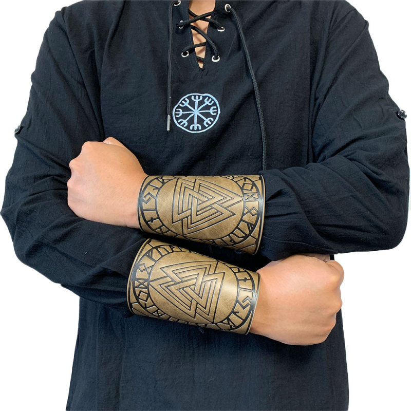 Kožni predlaktni štit s Odinovom runom, nordijski Viking cosplay dodatak, srednjovjekovni vintage stil, lansiran ljeto 2021