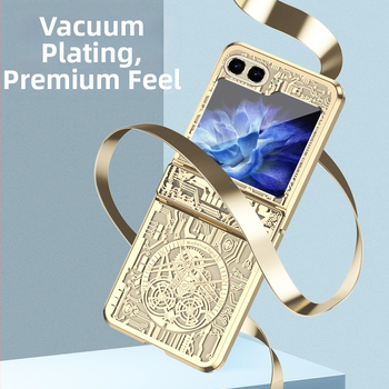 Samsung Galaxy Z Flip6 Ηλεκτροπλατιωμένη Θήκη Κινητού Με Γρανάζια Ρολογιού (Υλικό: PC, Διαδικασία: Ηλεκτροπλατίωση, Ανθεκτικό σε κραδασμούς, Ανθεκτικό στη φθορά, Αντι-αποτυπώματα)