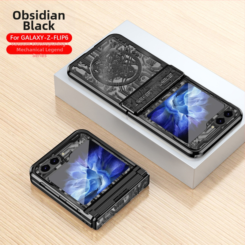Samsung Galaxy Z Flip6 Ηλεκτροπλατιωμένη Θήκη Κινητού Με Γρανάζια Ρολογιού (Υλικό: PC, Διαδικασία: Ηλεκτροπλατίωση, Ανθεκτικό σε κραδασμούς, Ανθεκτικό στη φθορά, Αντι-αποτυπώματα)