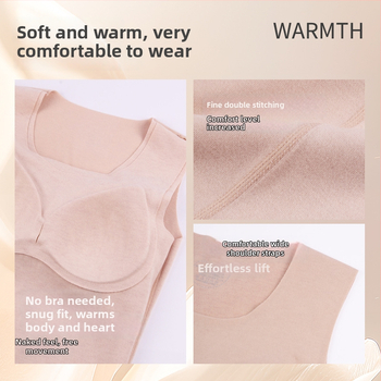 Moteriška vilnos-akrilo termovestė su krūties pagalvėlėmis, apvali kaklo, fliso pamušalas, dviguba sluoksniu