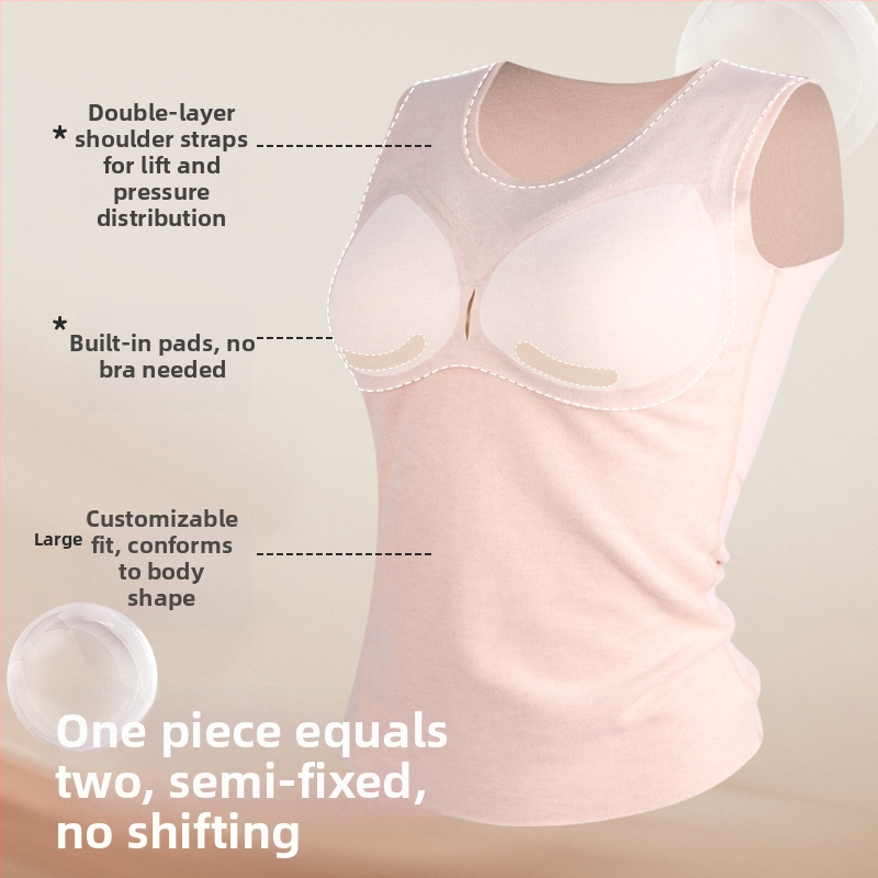 Moteriška vilnos-akrilo termovestė su krūties pagalvėlėmis, apvali kaklo, fliso pamušalas, dviguba sluoksniu